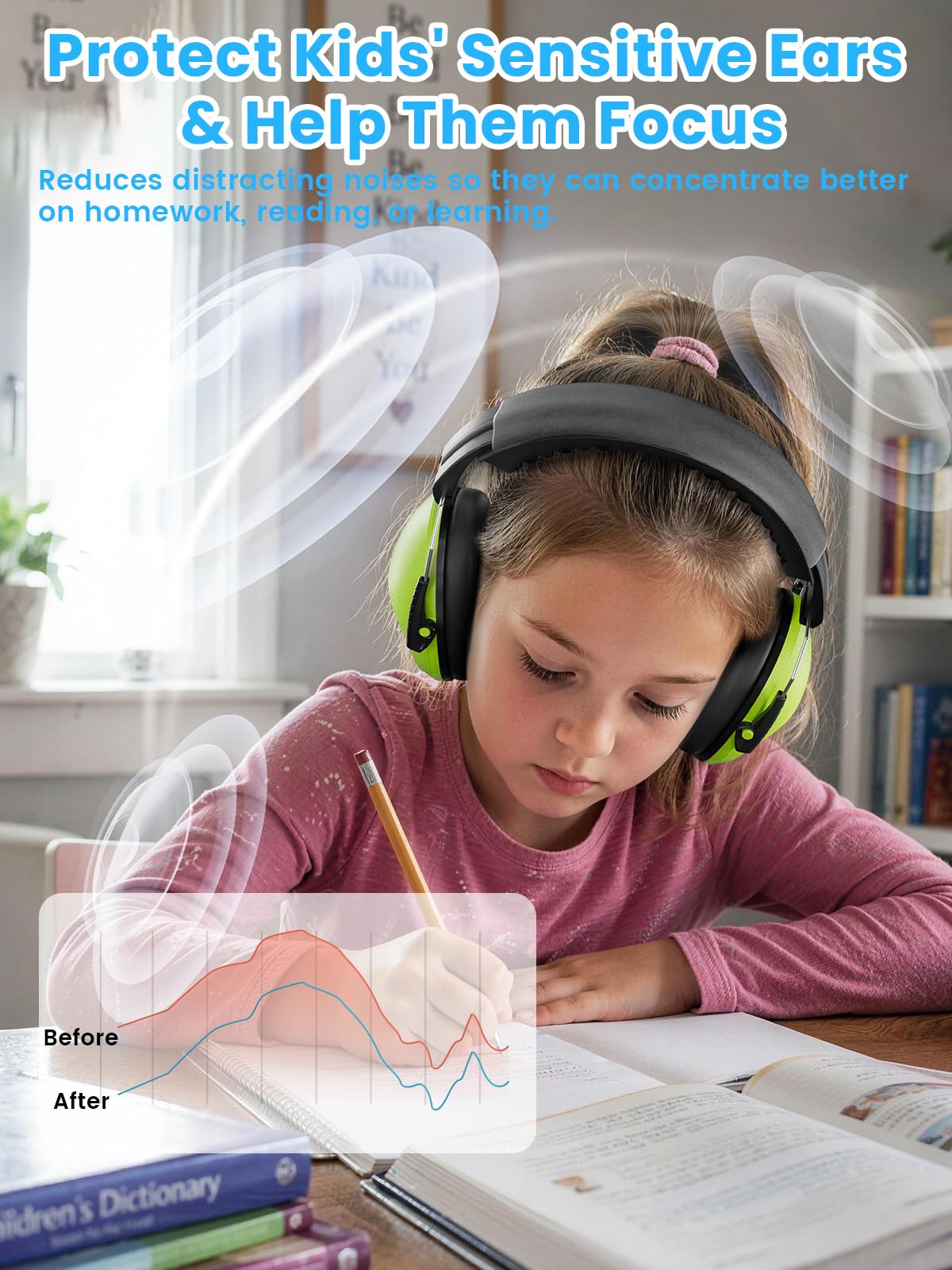 Dr.meter EM100 Noise Cancelling Headphones for Kids Adults, Ear Muffs view 7