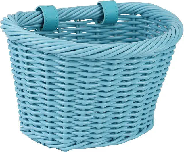 Mini fietsmand voor kinderen - Handgevlochten wilgentenen mand met leren riemen