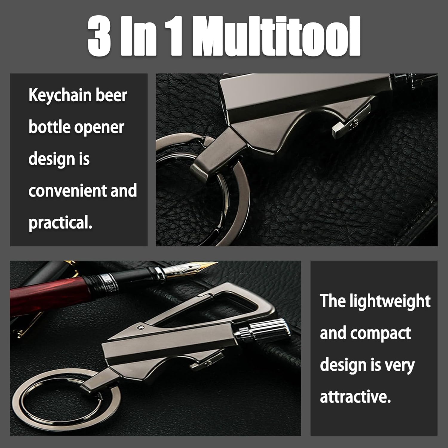 Permanent Match Infinity Lighter, Waterproof Keychain Lighter Match Strike, Reusable Key Chain Lighters with Bottle Opener (Black-2PCS-B)
