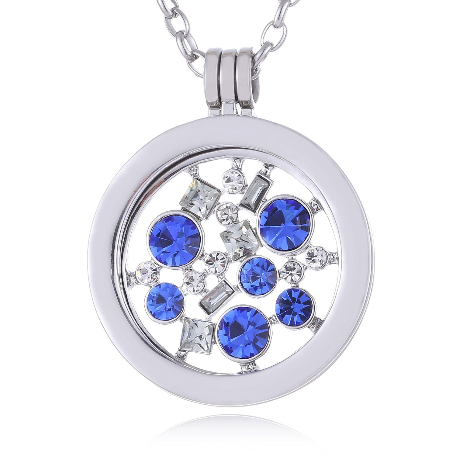 Morella Collier 70 Cm Acier Inoxydable Avec Pendentif Porte-Pièce Zirconium 33 Mm Argenté