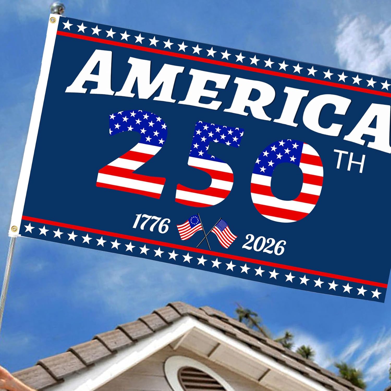 America 250th Anniversary Flag, 250 Anniversary USA Flag 3x5 FT Double Sided, 3 Ply 250 Years American Flag Birthday Patriotic Decor for Outdoor, Front Door, Porch, Wall (Style B) - Image 5
