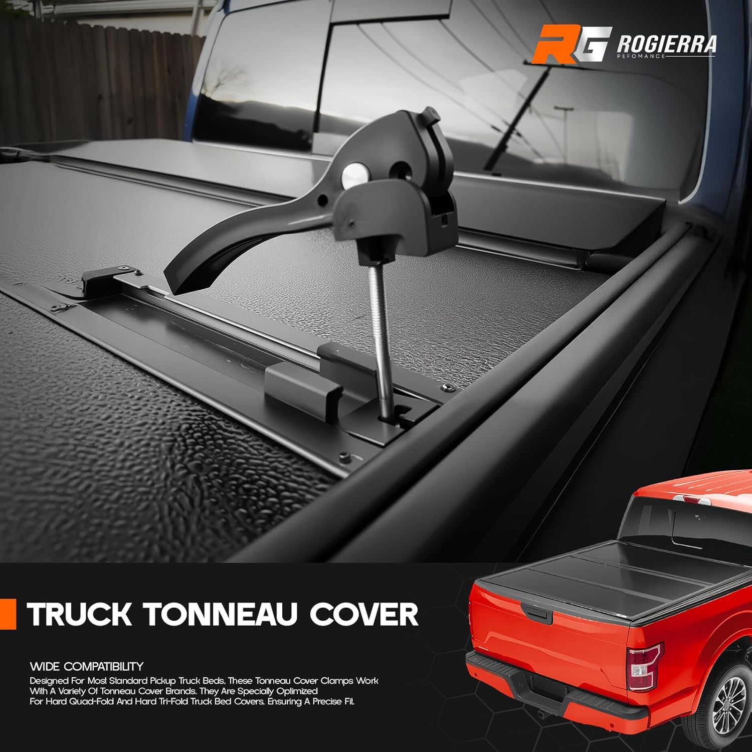 Replacement Parts for Hard Tri-Fold Tonneau Cover, Includes 6 T-Bolts, Front & Rear Clamps - Compatible with Most Truck Bed Covers