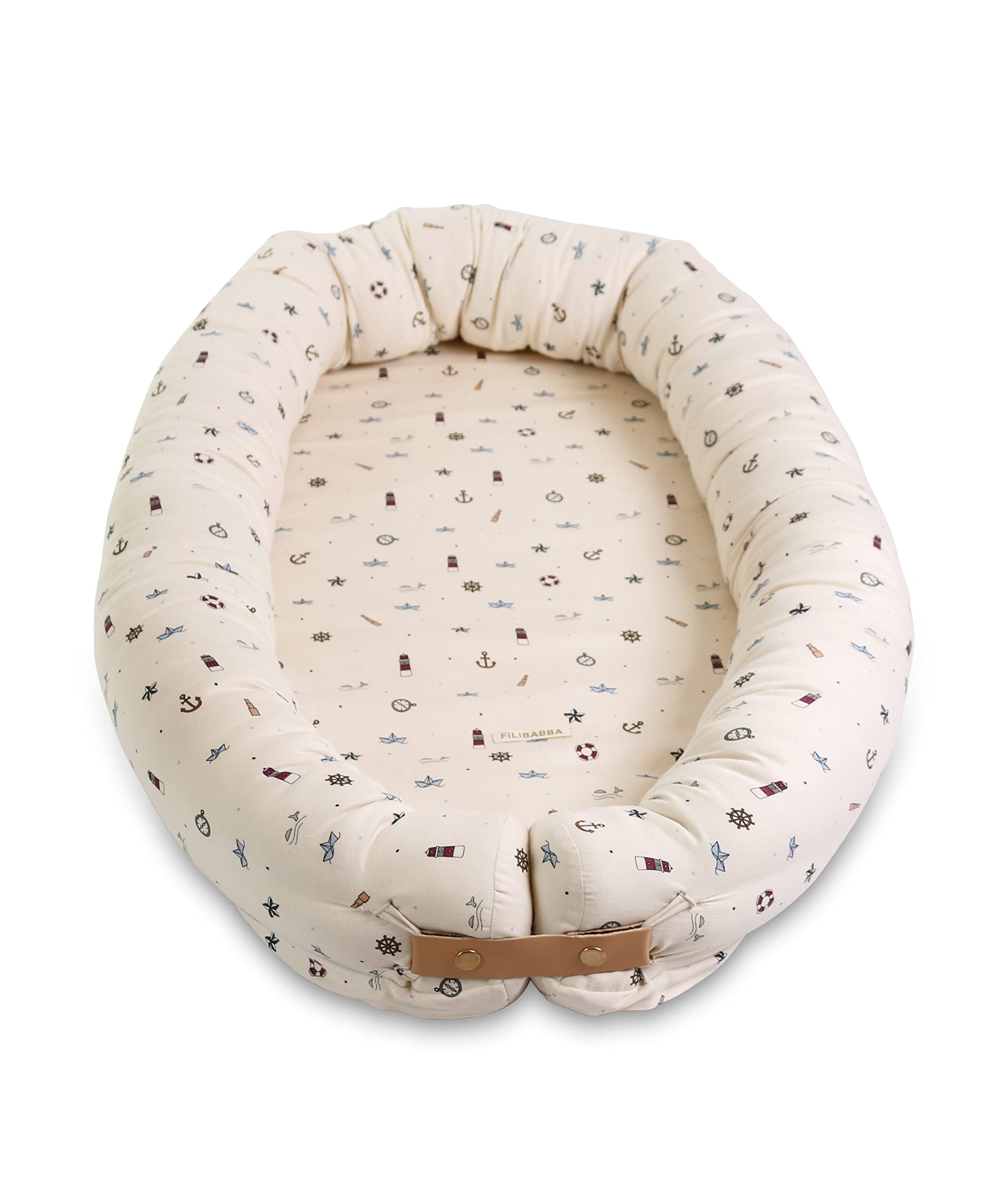 Filibabba Babynest with Little Sailor Print, Off White