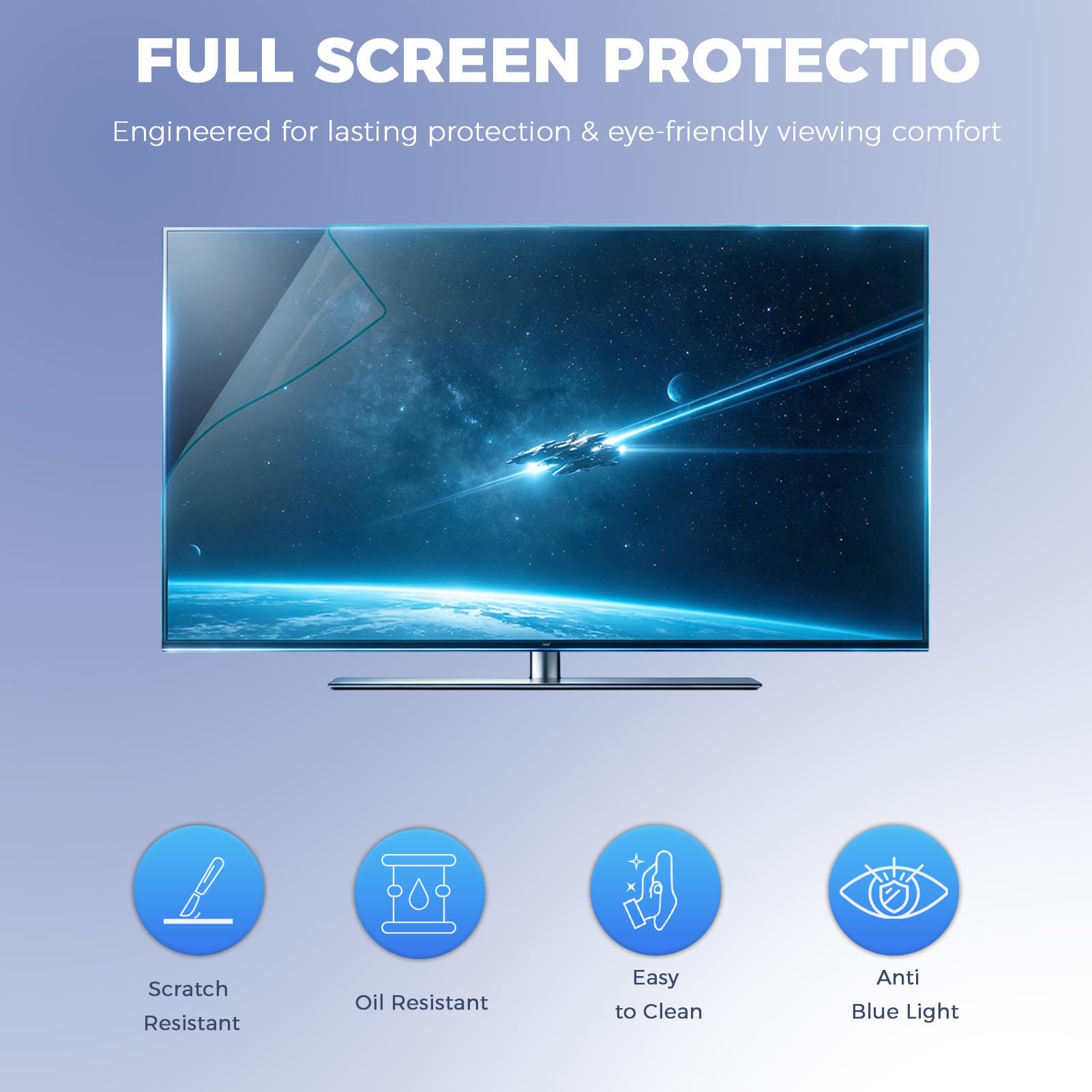 Matowa antyrefleksyjna folia ochronna na ekran telewizora, filtr niebieskiego światła do telewizorów LCD LED OLED QLED, odporna na zarysowania i olej, kompatybilna z 82-75 cali, 109.2 cm 942 x 529 mm
