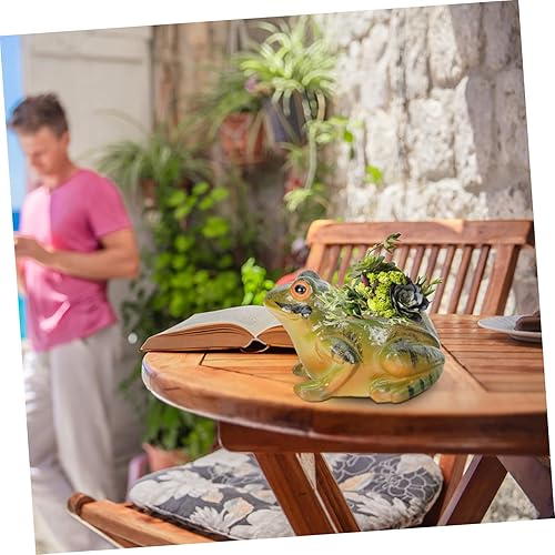 Miniatura 3 de Maceta de cerámica única para decoración de rana, maceta suculenta artificial, decoración del hogar, mini contenedor de plantas
