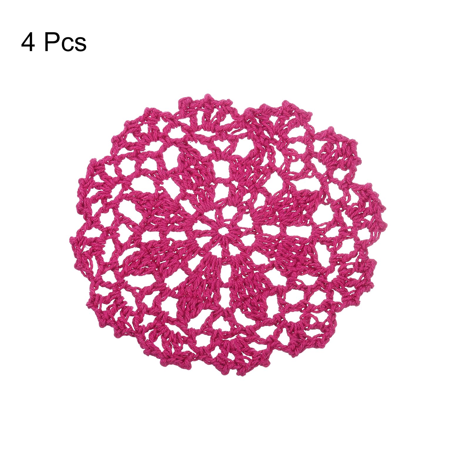 uxcell Fabric Coasters, 4pcs 4", Cotton Woven Crochet Doilies - Image 3