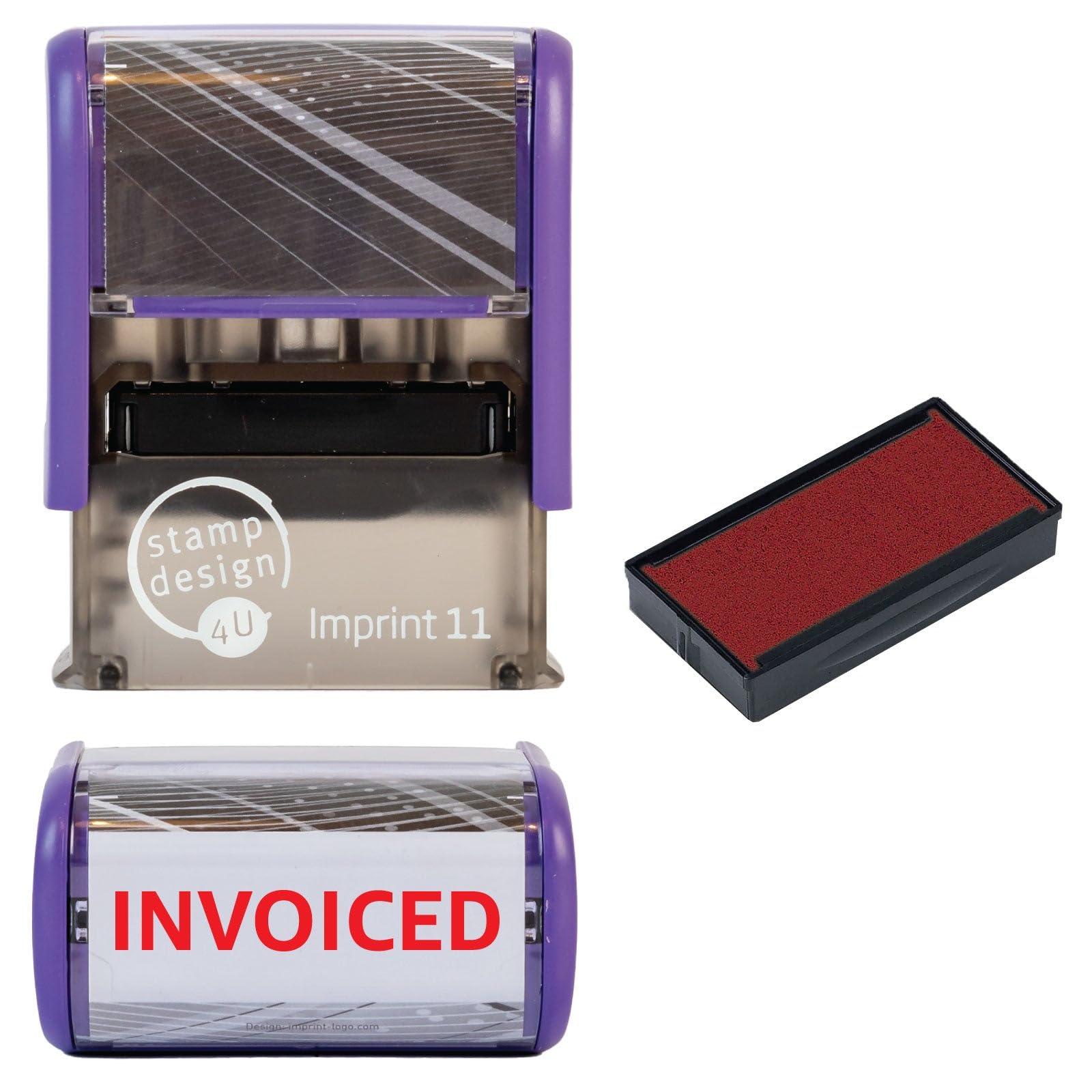 Invoiced Self Inking Rubber Stamp for Stamping Your Invoiced Documents - Red Invoiced Stamp with 1 Extra Inkpad