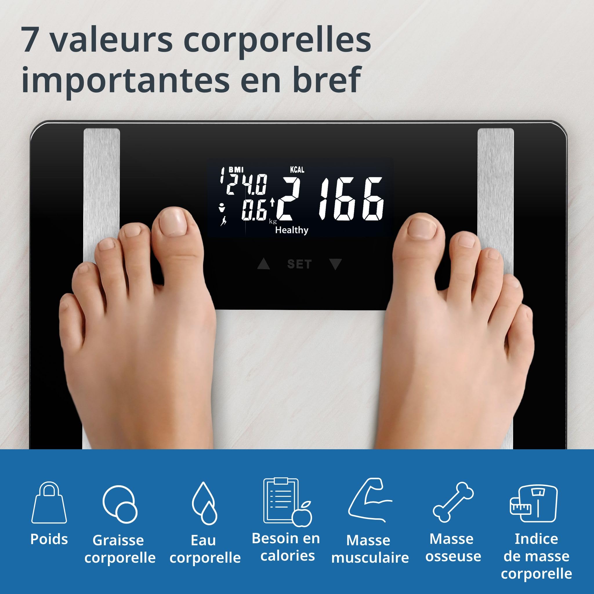 ADE Balance pèse personne impédancemètre | pèse personne masse graisseuse et muscle fiable et précis | capacité elevée du 200 kg | scales for body weight | noir