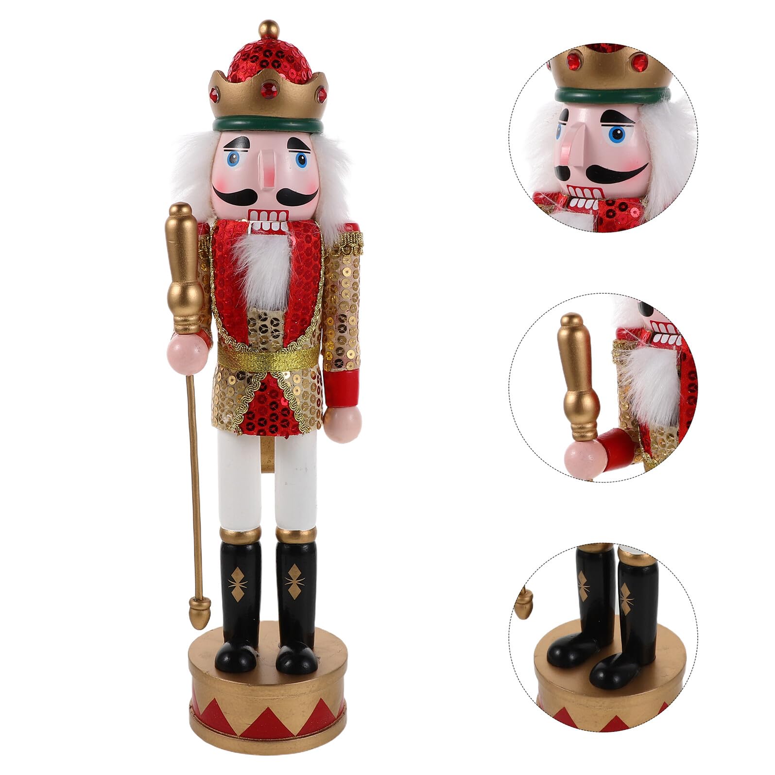 BESPORTBLE Holz Nussknacker Figur Rot Glitzer Pailletten Nussknacker Soldat Weihnachtsbaum Dekoration Tisch Ornament Weihnachts Sammlerstück