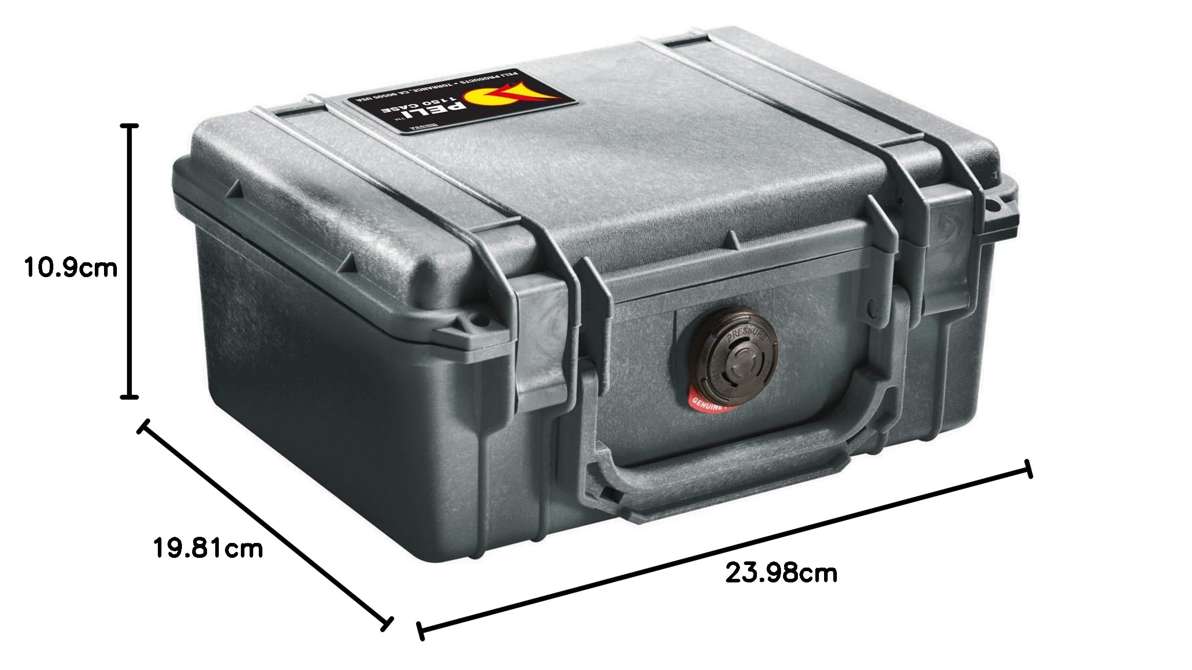 PELI 1150 valise de protection rigide pour caméra, étanche à l'eau et à la poussière IP67, capacité de 3L, fabriquée aux États-Unis, avec insert en mousse personnalisable, noir