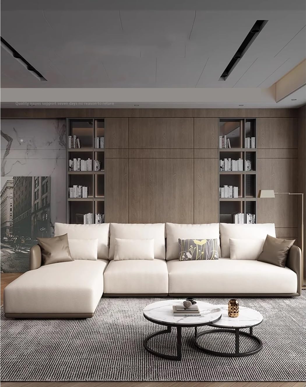 Leather L Shape Sectional Sofa italian Luxury Modern Corner Couch (Right)