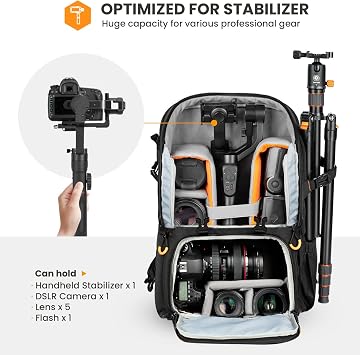 TARION Waterproof Camera Bag Backpack with Side Access 15.6 Laptop Sleeve | 15L Rucksack with Raincover Tripod Holder EVA hardshell Shockproof Protection Fits 1 Cameras + 5 Lenses for Photographers PBL