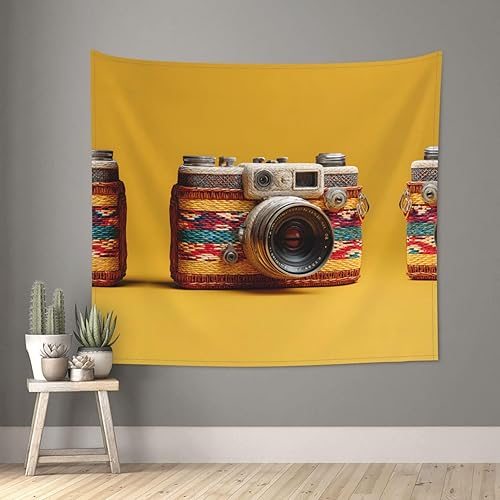 Miniatura 2 de WHJWZY Tapiz trenzado retro para decoración de calidad impresa con cámara de 60 x 51 pulgadas suave, ligero, adecuado para tapices colgantes de pared