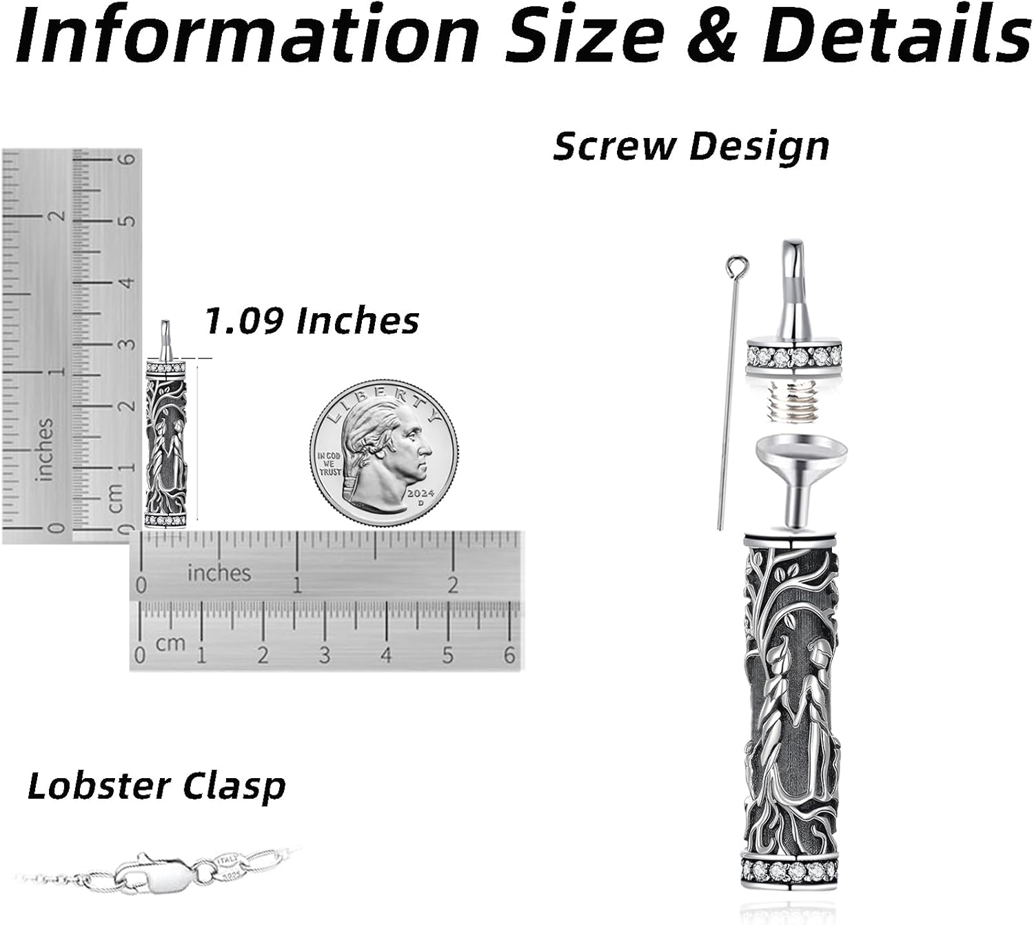 VERECICLYS925 Sterling Silver Ashes Cremation Pendant Necklace Urn for Ashes Sterling Silver Jewelry for Women V6 - Image 6