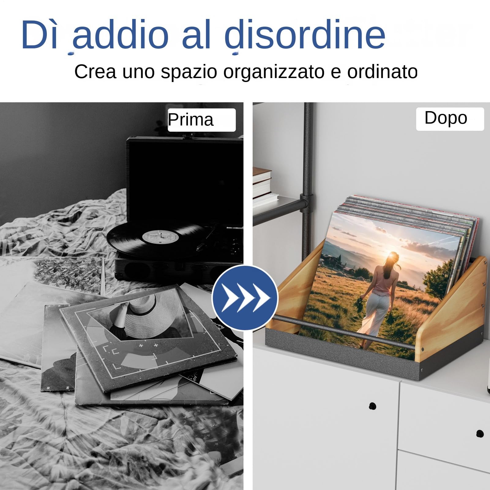 Generico Portadischi In Vinile, Stile Decorativo, 1 Pezzo, Cassa Di Legno, Porta Vinili, Portariviste, Design Di Facile Accesso, Per File E Cartelle
