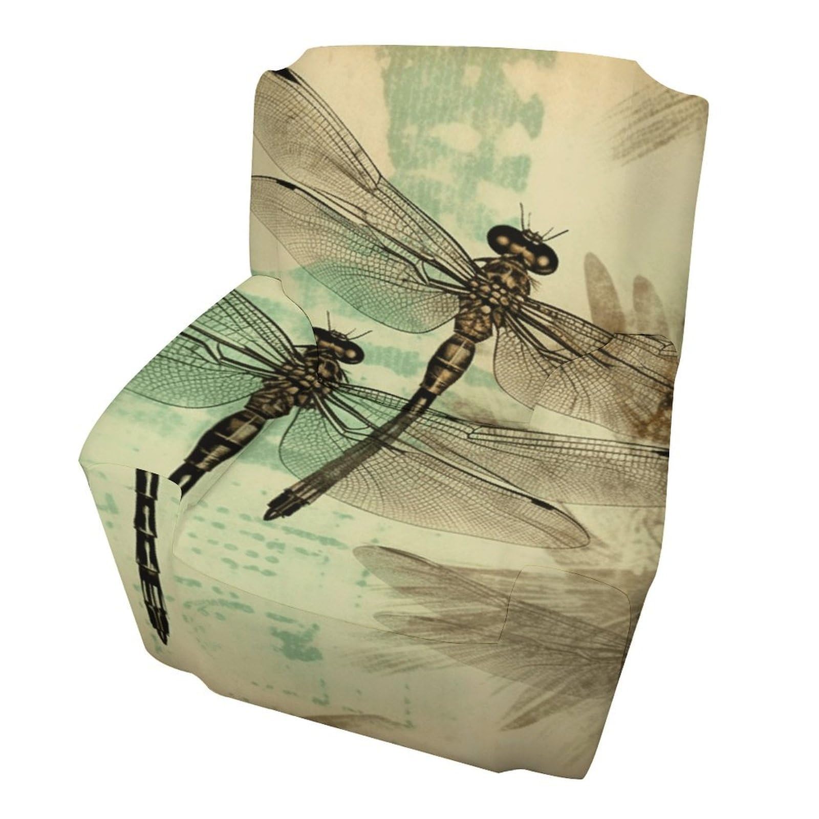 Fodpand Style Dragonfly Dragonflies Vintage Sofa Cover Soft 1 Seater Sofa Slipcover For Pets Washable,Couch Cover With Elastic Straps Furniture Protector
