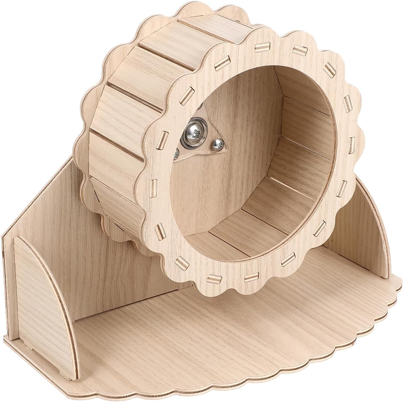 Silent Hamster Running Wheel with Stand, 17.5cm Solid Wood Exercise Wheel for Hamsters, Chinchillas, Guinea Pigs – Quiet Pet for Small Animal Activity