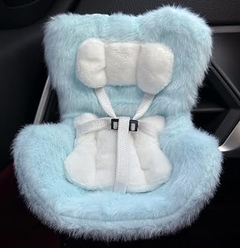 Doll Car Seat for Labubu 17cm with Air Vent Clip and Desktop Stand, Cute and Functional Car Ornament for Blind Box Doll Fans, Collectors Blue