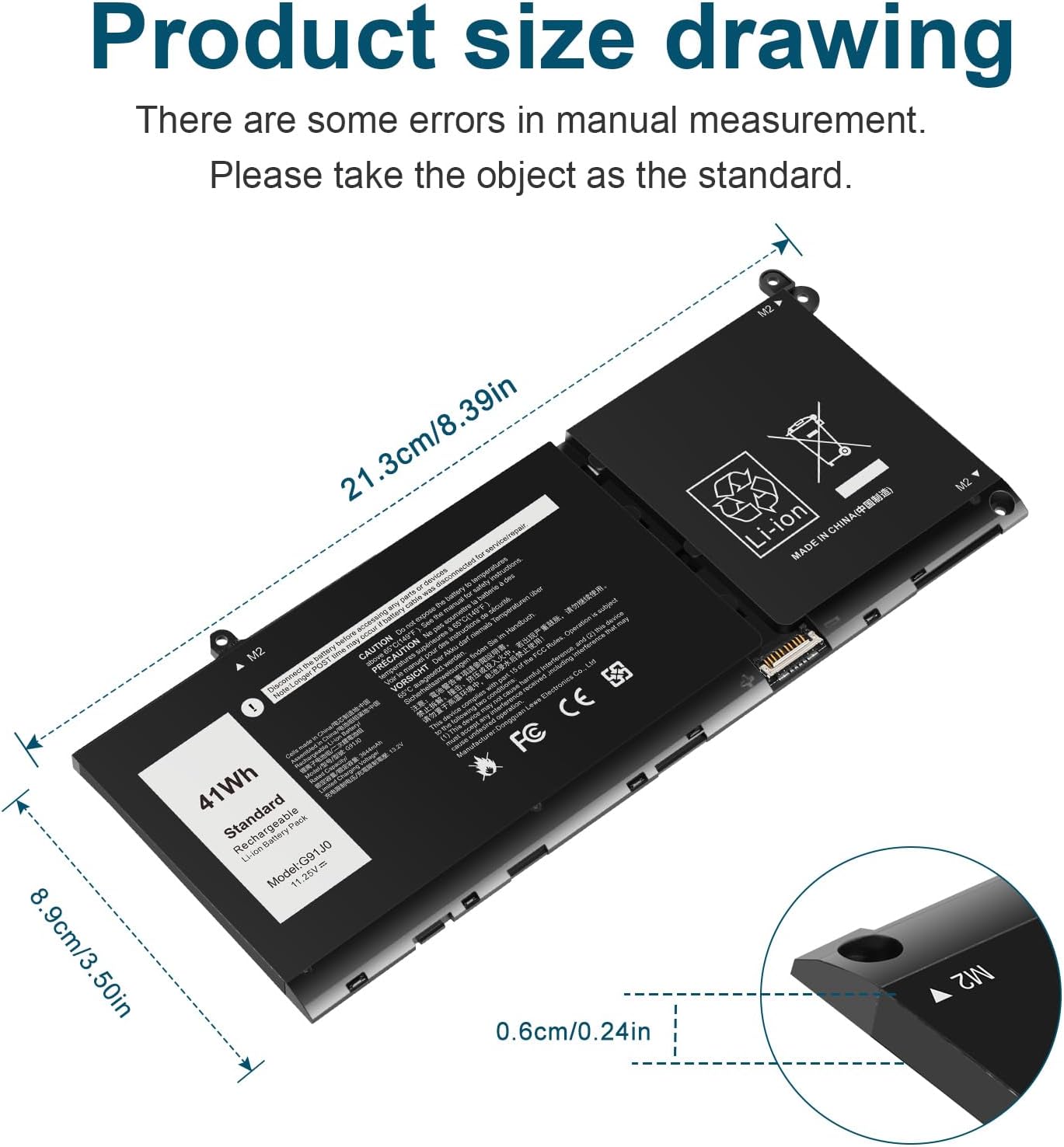 Futurebatt G91J0 Battery Replacement for Dell Latitude 3320 3330 3420 3520 Inspiron 3510 3511 3515 3520 3525 3530 5320 5330 5410 5415 5418 5518 5430 5435 7415 7425 7435 2-in-1 Vostro 5620 5625