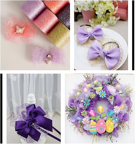 Miniatura 2 de Pandahall - Cinta de tul de malla decorativa de 20 yardas, tela de encaje de tela de araña de poliéster morado para decoración de ropa, decoración