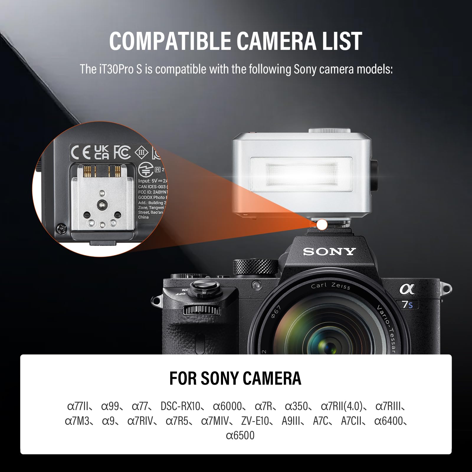 Flash GODOX iT30Pro-F Flash per fotocamera, esposizione automatica TTL Sistema a 2,4 GHz Sincronizzazione ad alta velocità 1/8000s Compatibile con fotocamere Fuji