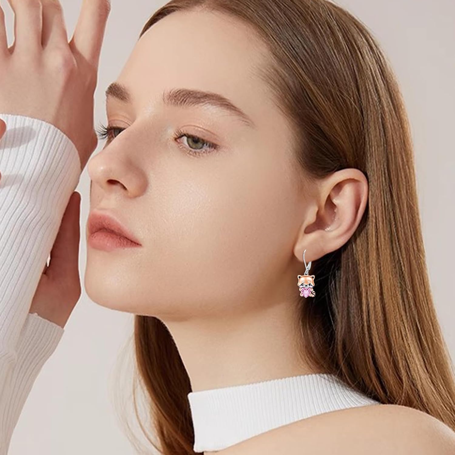 CUOKA MIRACLE Red Panda Earrings for Women 925 Sterling Silver Animal Cute Panda Earring Dangle Drop Earrings Jewelry Gift for Women Friends on Birthday Mother's Day - Image 6