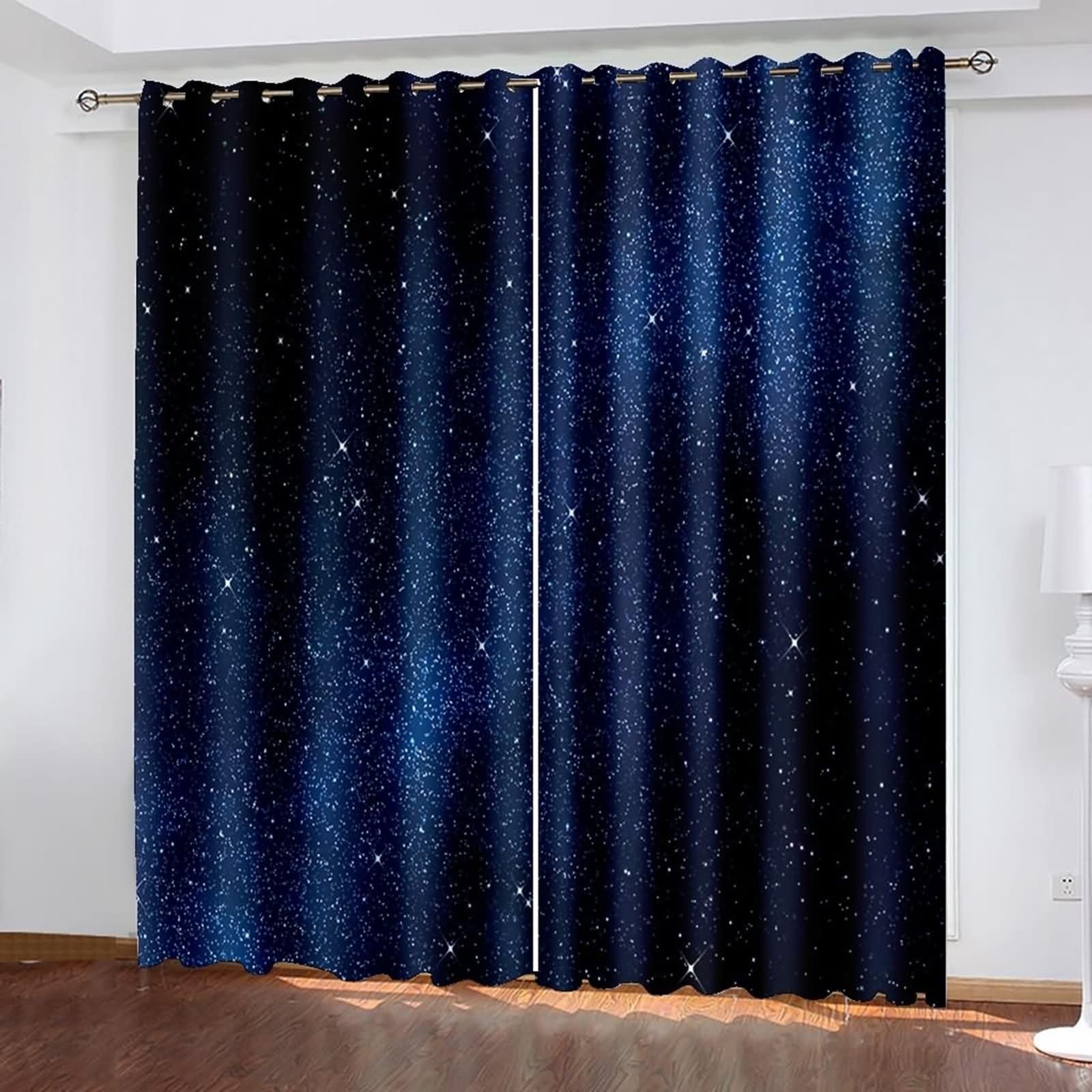 Cortina opaca contra la luz solar para ventanas de habitaciones con diseño estrellado