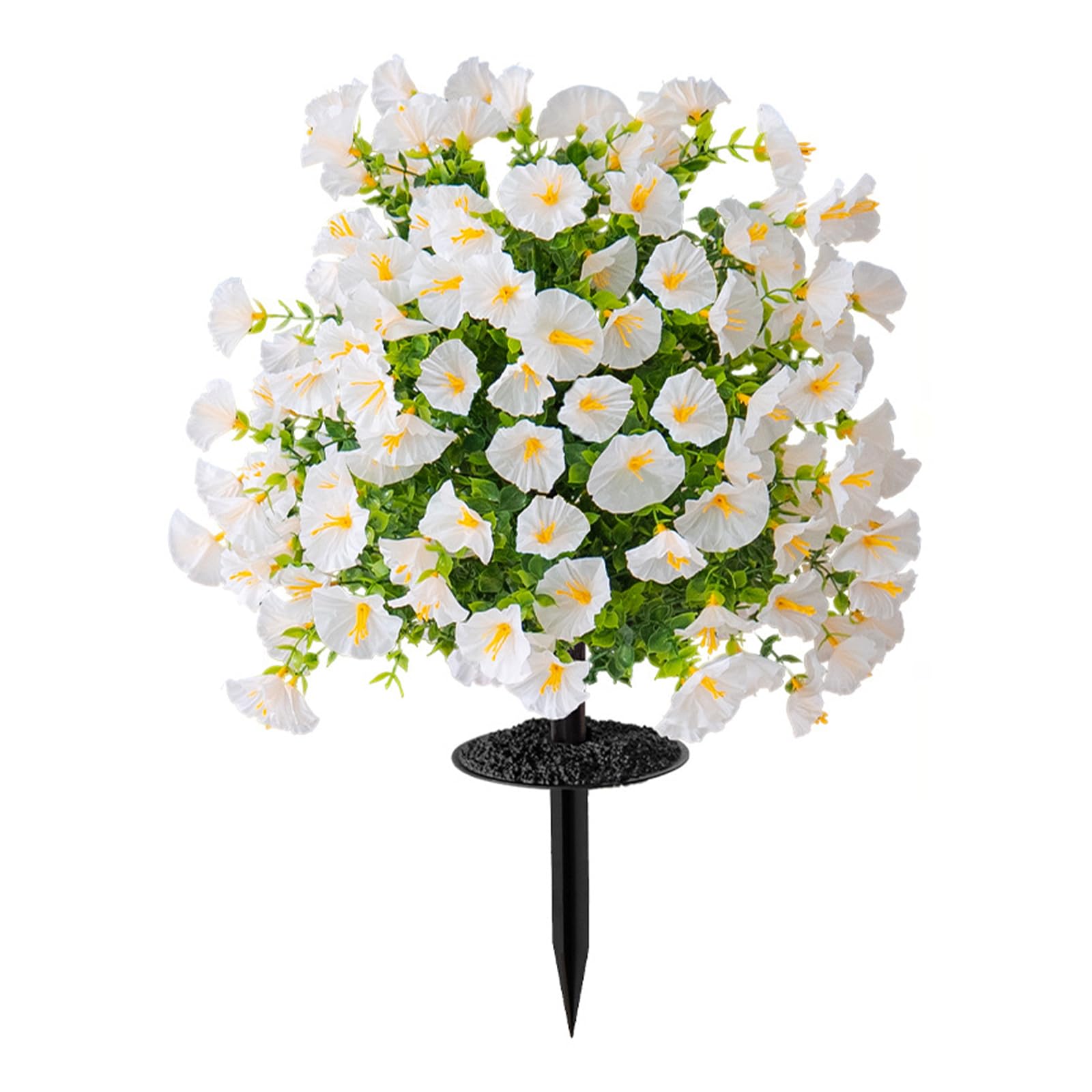 Mllepjdh White Weatherproof Morning Glory Flower With Stake Realistic Artificial Plant For Garden Yard Patio Permanent Blossomy Deck