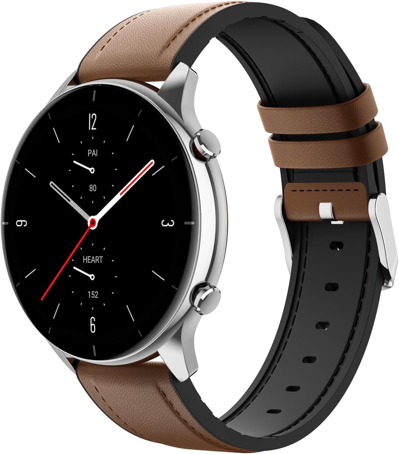 MoKo Bracelet Compatible with Amazfit GTR 4/GTR 3 Pro/GTR 3/GTR 2/GTR 2e/GTR 47 mm/Stratos 3/Stratos 2, 22 mm Hybrid Leather Silicone Replacement Watch Strap