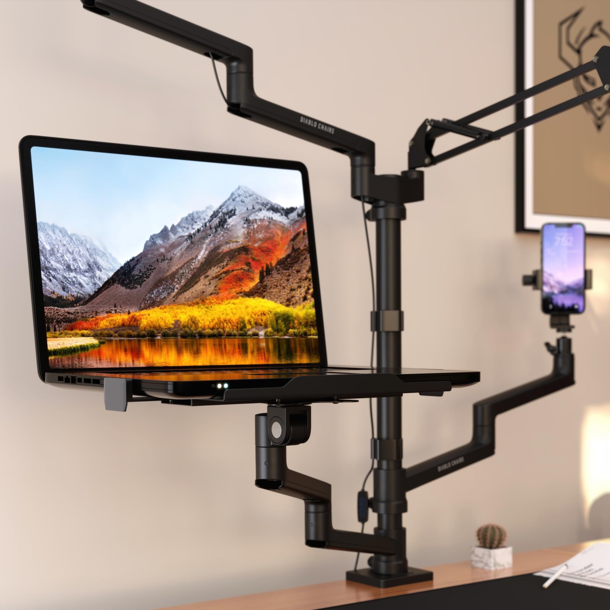 Diablo X-Stream Trípode de Mesa para Streaming | Brazo de Streaming| Soporte para transmisión en Vivo, Soporte para Cámara, teléfono móvil, micrófono, portátil, Monitor | 4 Brazos