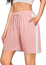 Litherday Women's Summer Shorts 95% Cotton Wide Sports Shorts with Pockets High Waist Breathable for Jogging Cycling Yoga Fitness Casual S-XXL