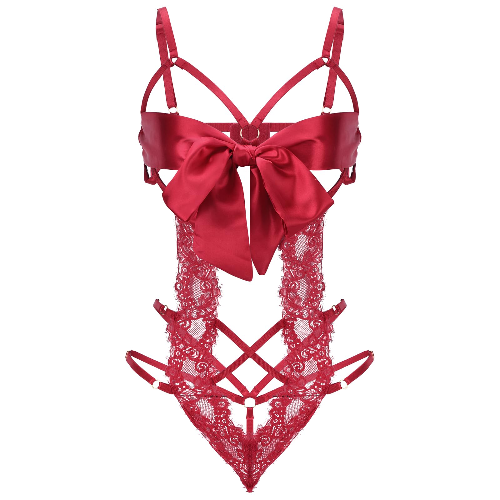 Lingerie for Women Lace Bodysuit One Piece Naughty Lingerie Unwrap Me Big Bownot Lingerie