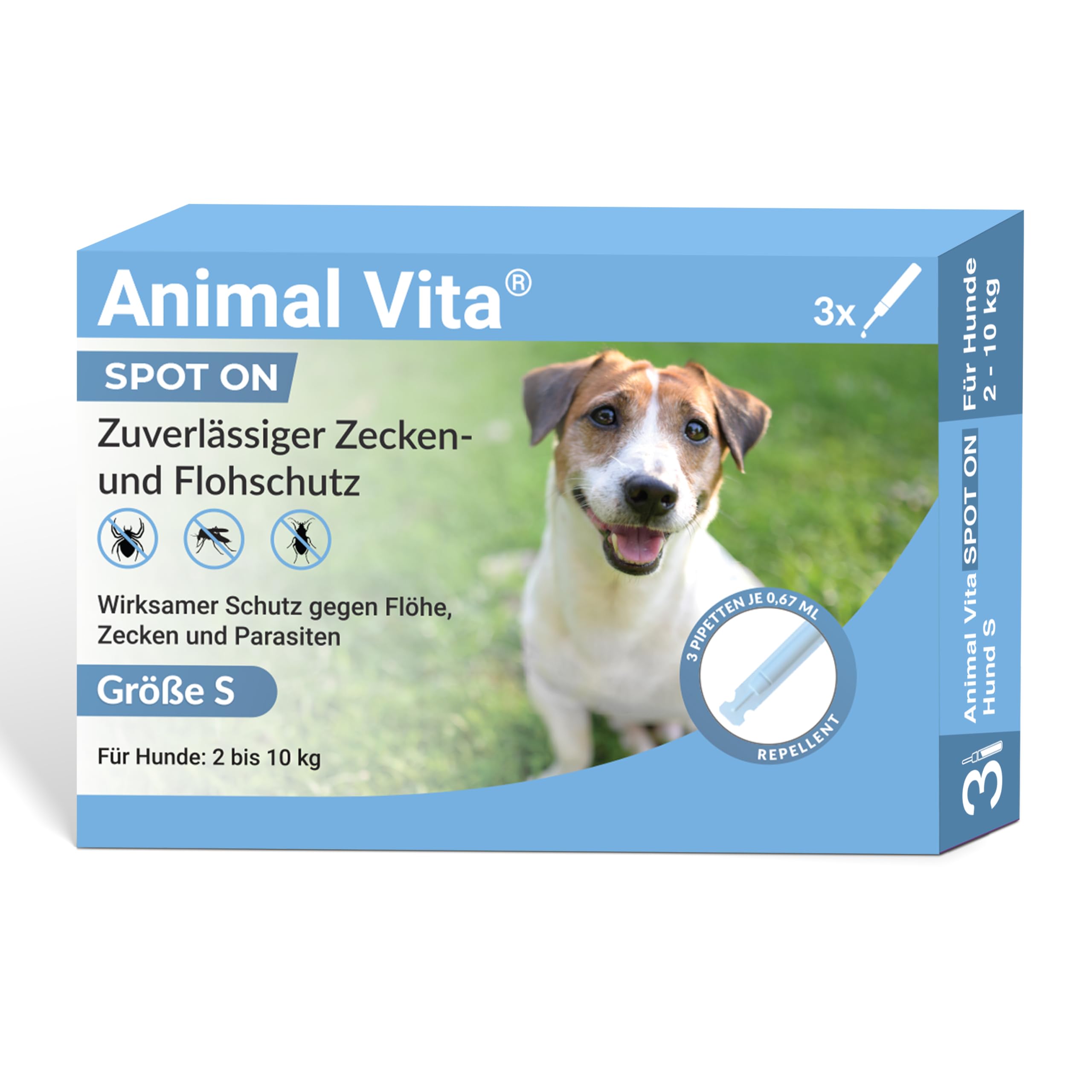 Animal Vita® Spot On Zeckenschutz für Hunde [zuverlässiger Zeckenschutz] Zeckenmittel - Zeckenschutz - Spot On für kleine Hunde (2 bis 10kg)