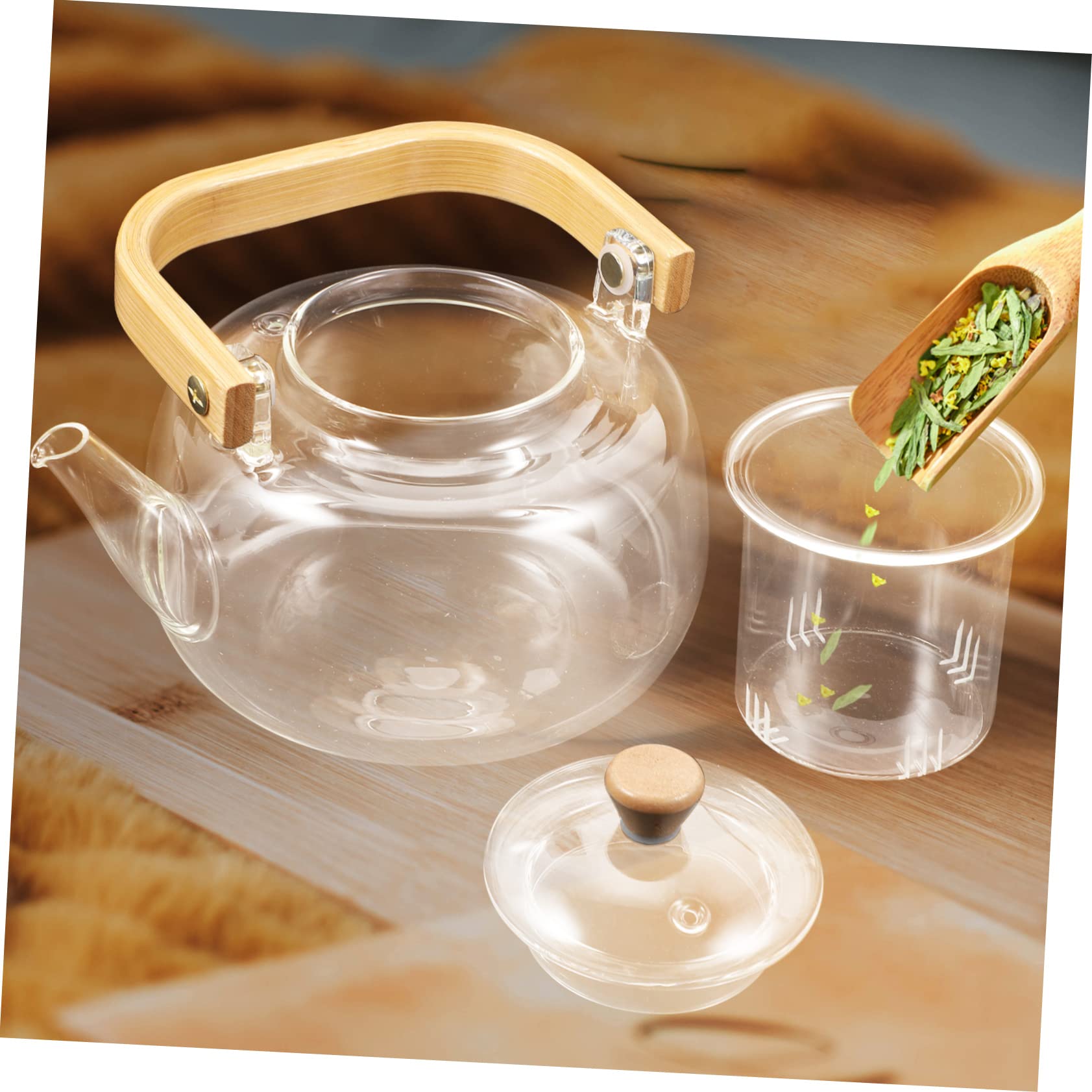 MAGICLULU Teiera Trasparente con Resistente Alle Alte Temperature Adatta per Infusi Tè Tisane e Tè Fiori Facile Rimovibile