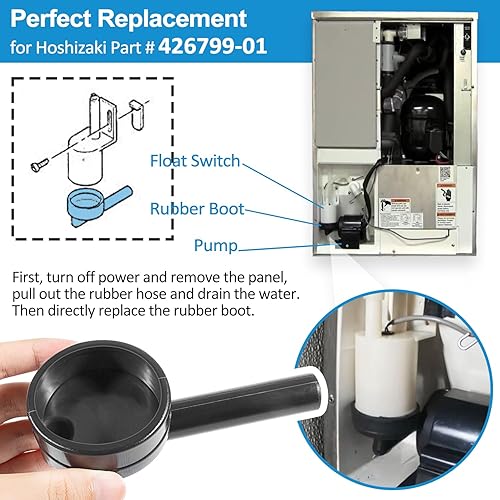 Vista 3 de 426799-01 Conector de interruptor de flotador, funda de goma y reemplazo de manguera para máquina de hacer hielo Hoshizaki (426799-01)