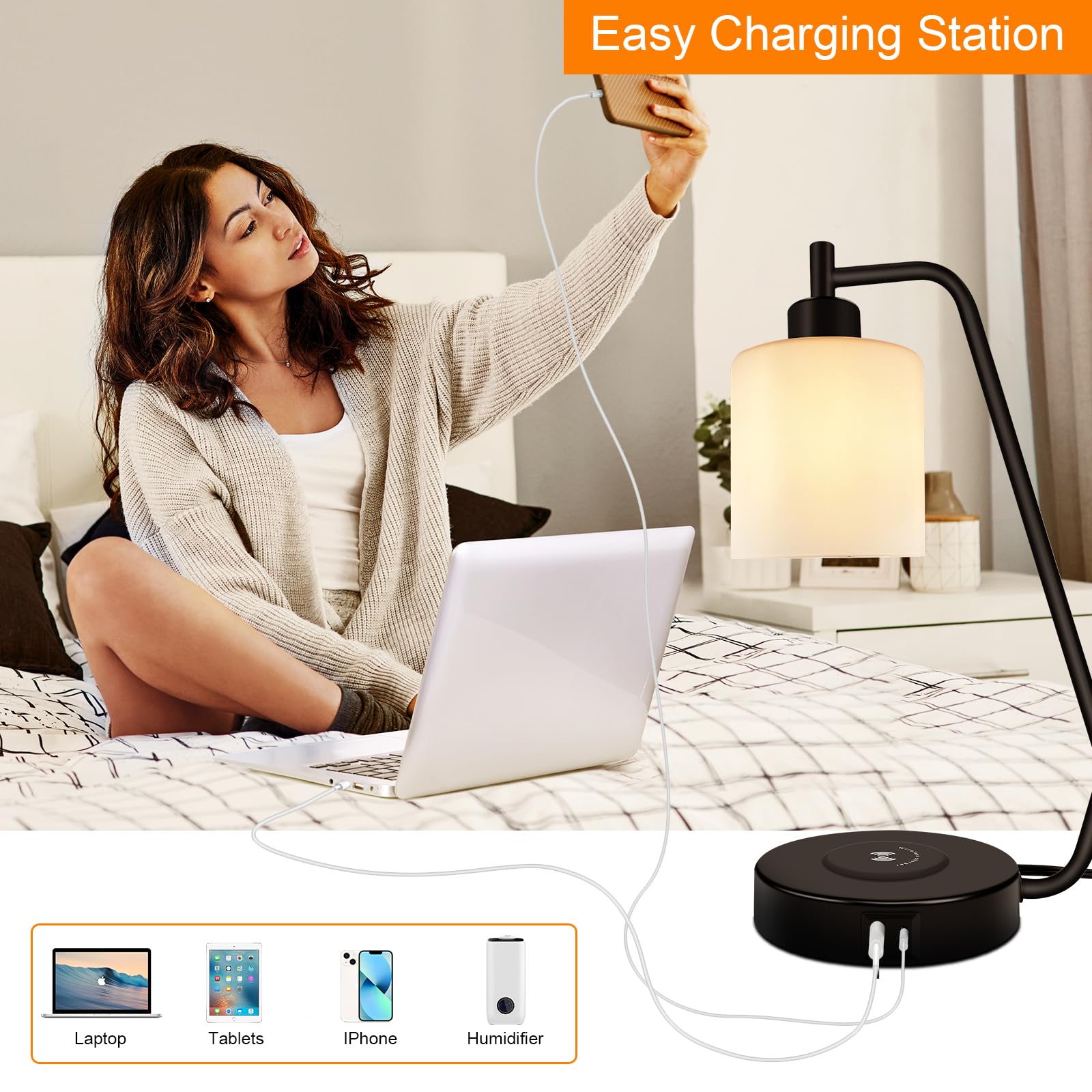 GLITI Industrial Table Lamp, Stepless Dimmable Gold Desk