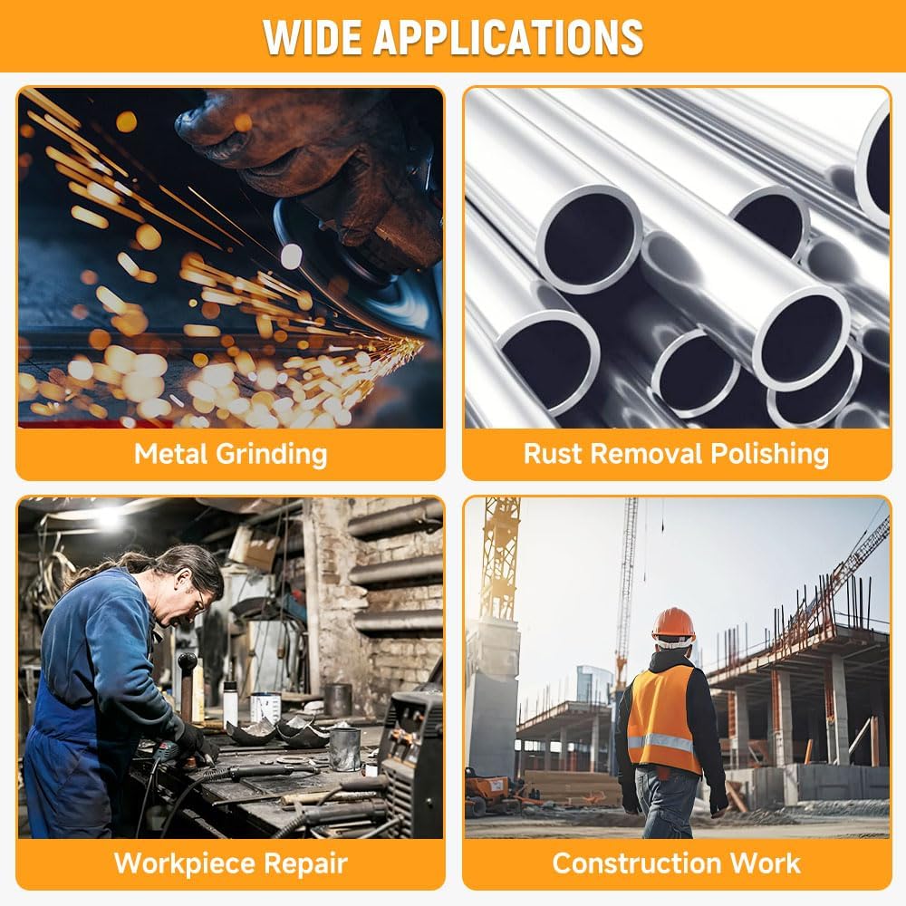 Hoteche 5" Air High-Speed Sander, 18000RPM Pneumatic Rotary Sander with 4", 5", 6" Sanding Discs, Polished Aluminum Body, Silver, Color Box Packaging