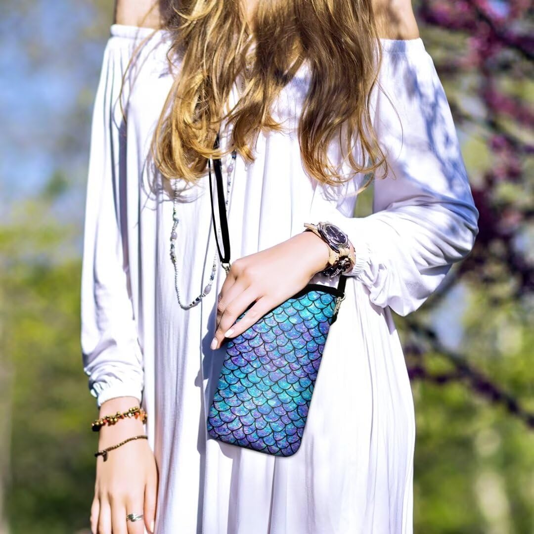 Cell Phone Sleeves Bag Case Crossbody Neoprene Holder Lanyard Phone Pouch for Women Men 7.5 X 4.5 Inches - Scale - Image 2