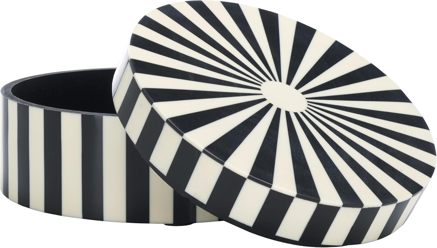 SAFAVIEH Home Collection Charli Black & Ivory Stripe Decor Box Set 2 (Fully Assembled)