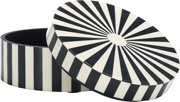 SAFAVIEH Home Collection Charli Black & Ivory Stripe Decor Box Set 2 Fully Assembled