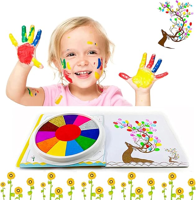 Tenflyer Finger Painting Kit, Finger Painting Pad, Washable Paints for Kids, Baby Safe Paint for Handprints, Kids Paint Educational Tool Kit Mud Painting Kids Early Learning Toy