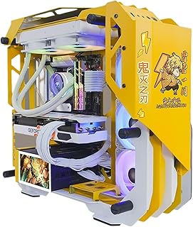 Gaming Case, Mid - Tower PC Gaming Case ATX/M-ATX/ITX - Front I/O USB 3.0 Port - Tempered Glass Side Panel - Including 2 LED Light Boards