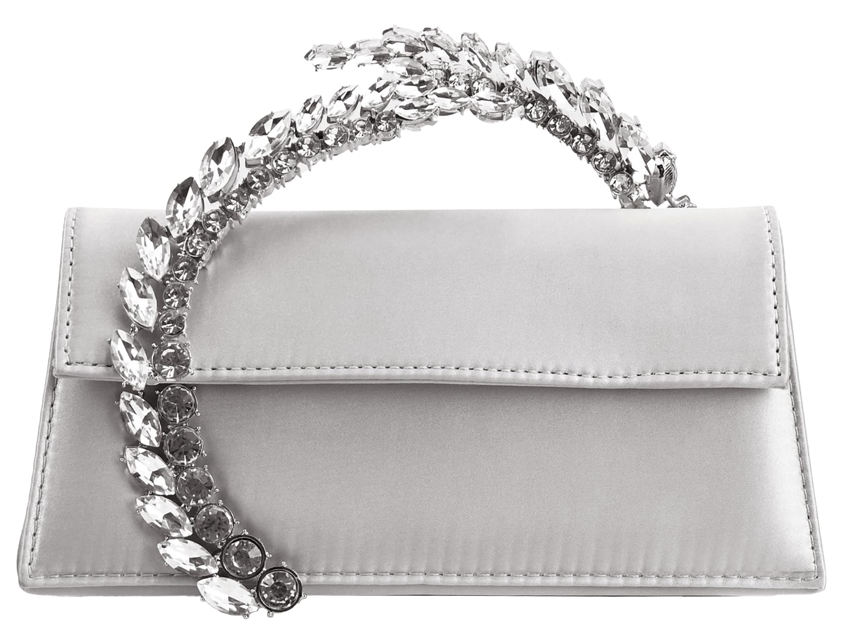 URAWOW Rhinestone Evening Clutch for Women Shiny Sparkly Handbags for Party Wedding Chic Satin Purses