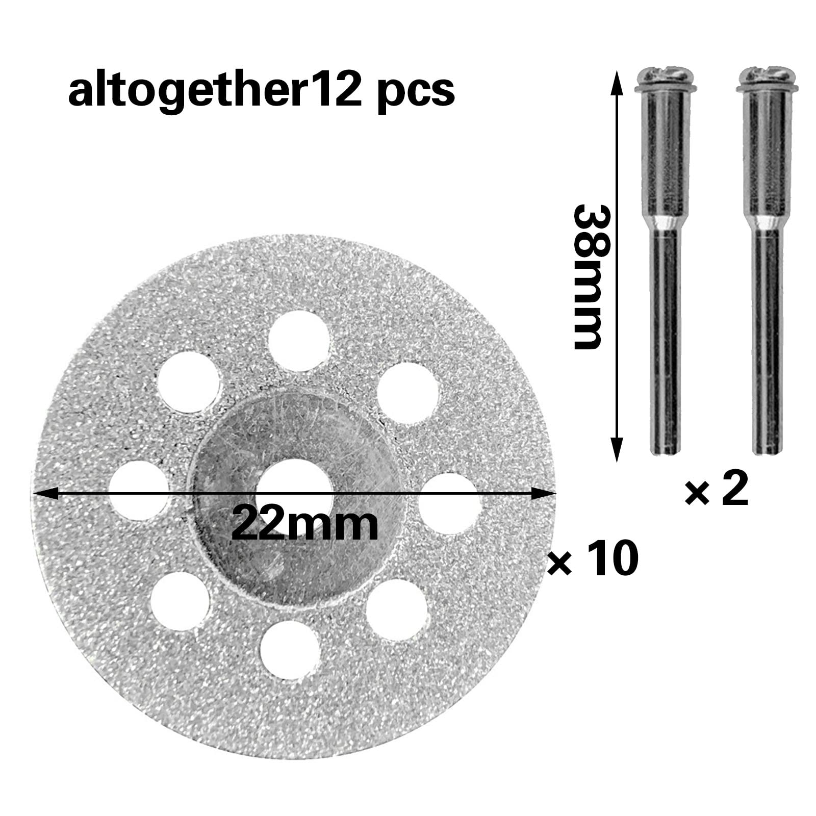 10 Dischi Da Taglio Per Mini Sega - Per Legno, Metallo, Piastrelle E Vetro Con 2 Assi E 8 Fori