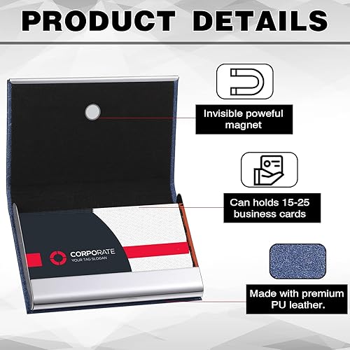 Miniatura 3 de Yexiya 10 fundas profesionales para tarjetas de visita, piel sintética a granel, acero inoxidable con cierre magnético, cartera para tarjetas de