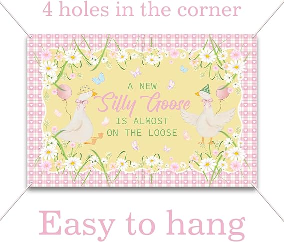 Silly Goose Baby Shower Party Decorations, 6x4 Ft Pink A New Silly Goose is Alomst on the Loose Backdrop Banner Party Decor Supplies