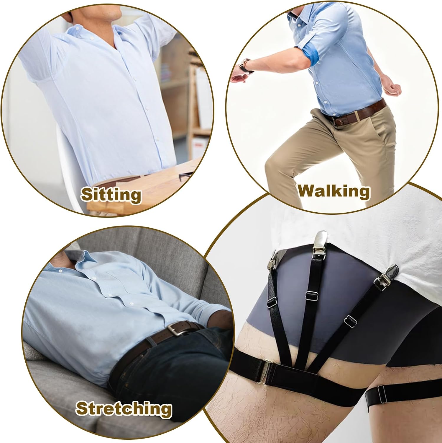 Shirt Stays for Men Police, 3.0 Upgrade Shirt Clips Suit Accessories Mens, Shirt Tucker with Elastic Adjustable Garters, Shirt Holders Belt Suspenders for Women Military