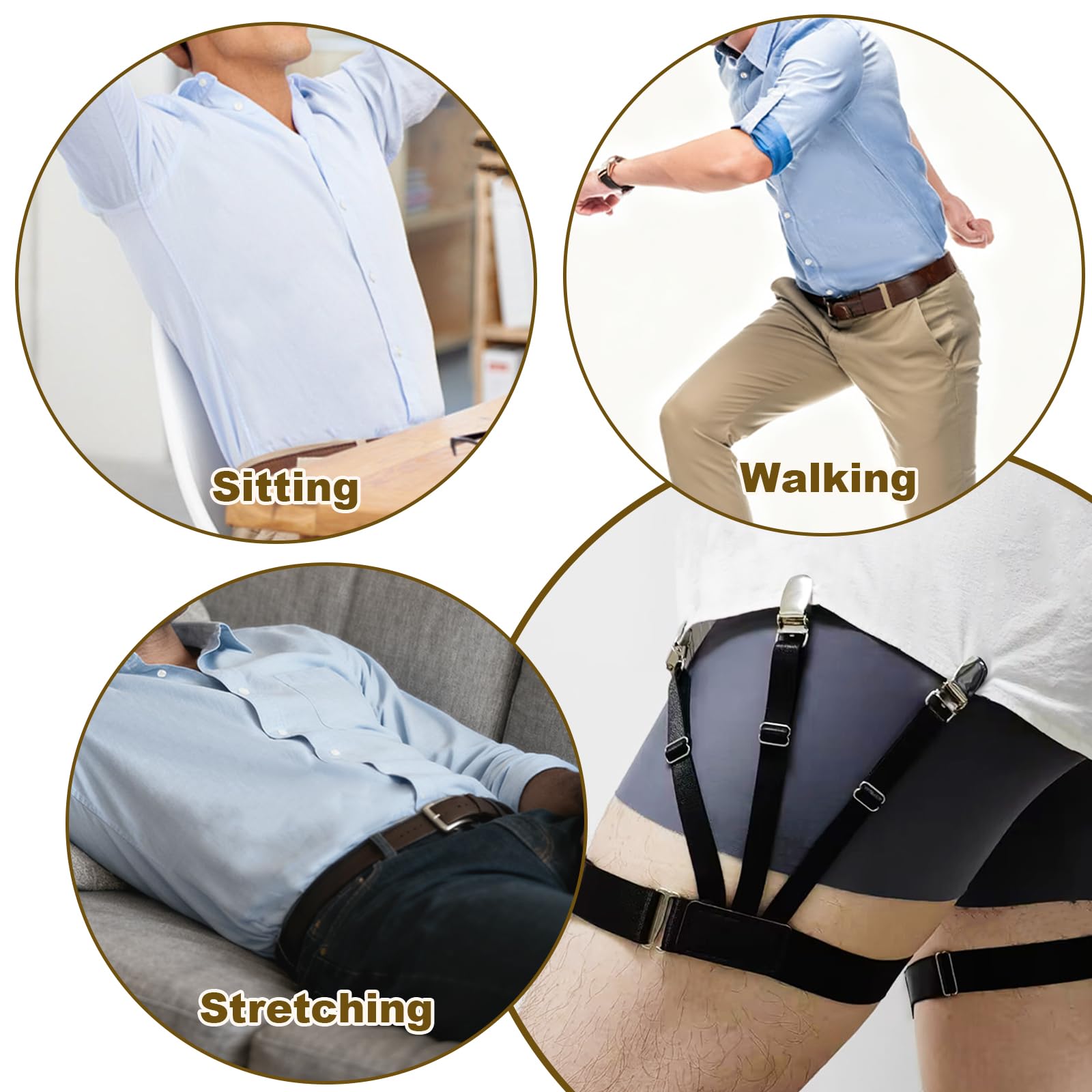 Soportes para camisa para hombre, policía, clips de camisa 3.0, accesorios de traje, para hombre, con ligas elásticas ajustables, soportes para camisas, tirantes para cinturón para mujeres