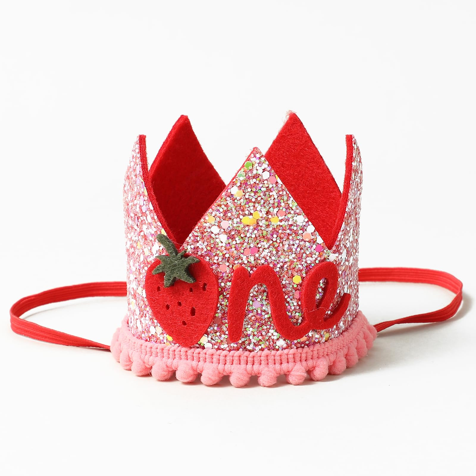 Berry First Birthday Crown, Pink 1st Birthday Hat for Baby Girls, Strawberry 1st Birthday Crown, Sweet One Party Headband for Berry First Birthday
