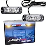 iJDMTOY Amber/White LED Strobe Warning Light Flashers Compatible with Jeep, Truck, 4x4, ATV, Construction Vehicles Ultra Slim Extremely Bright Warning Lamps Powered by (4) High Power LED Lights